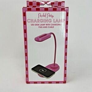 Desk Lamp Light Dimmable Wireless Charger USB Charging Port PINK Dorm Office NIB